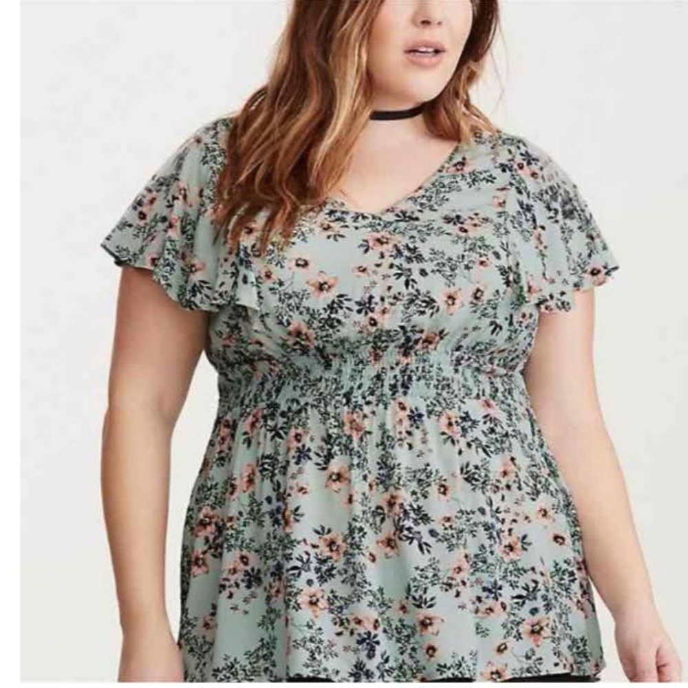 Torrid Floral Print Flutter Sleeve Top *NWOT